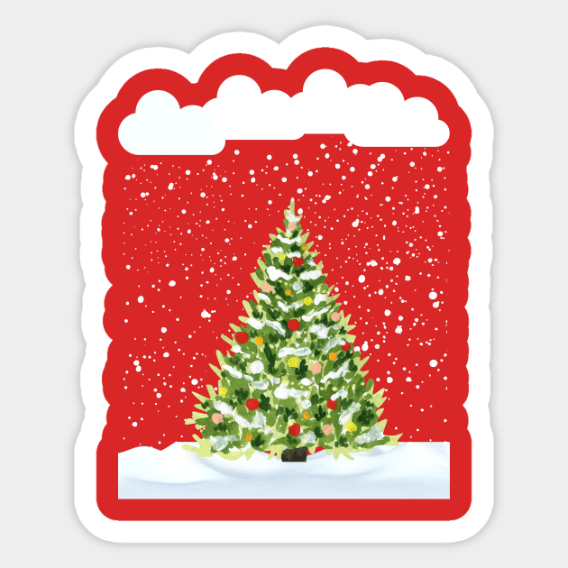 Christmas tree snowing outdoor Christmas tree in snowstorm snow lover Sticker by Artstastic